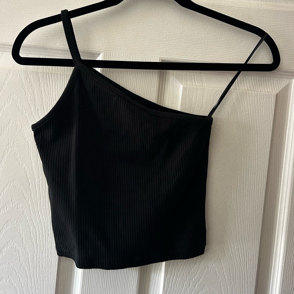 Madewell One Shoulder Black Tank